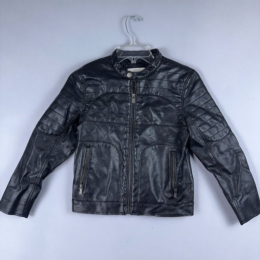 Tom Tailor Biker Jacket Mens Size Small Quilted Faux Leather Full Zip Up Black